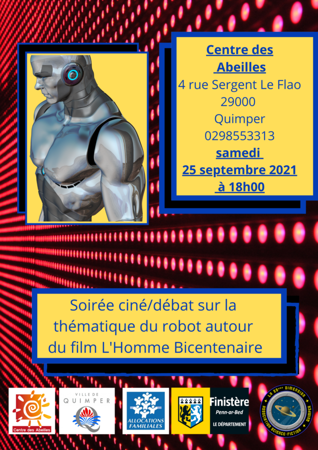 Affiche soirée ciné débat robot Centre des Abeilles