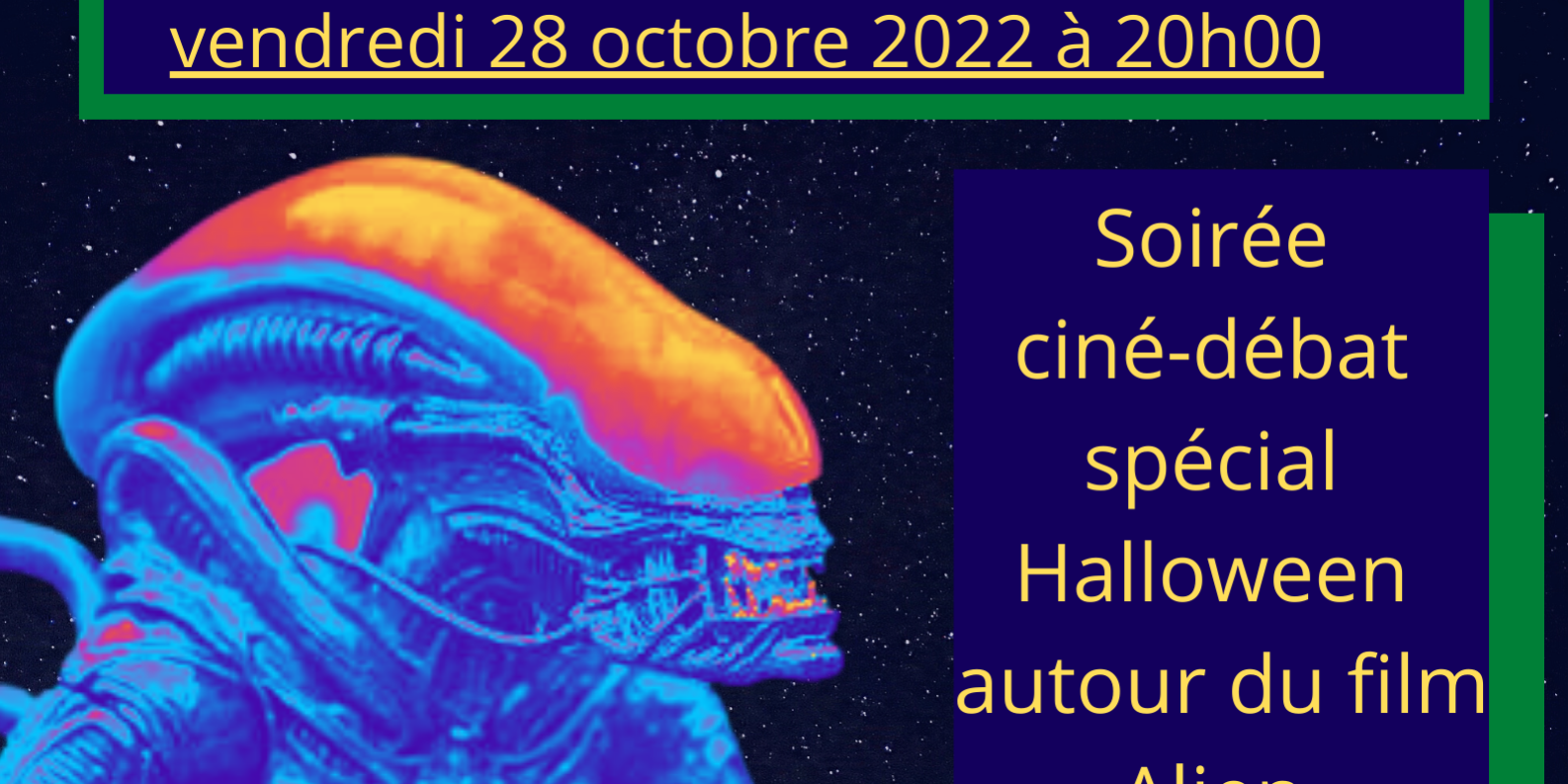 Affiche soirée ciné-débat Alien le huitième passager V2